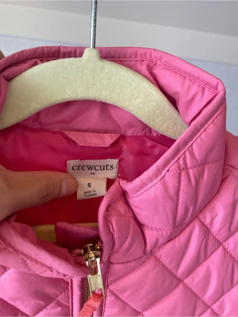 Crewcuts Quilted Pink Puffer Vest with Stand Collar